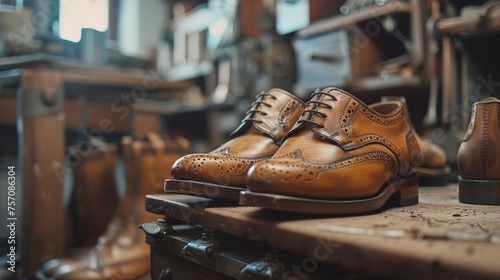 Artisan crafted leather shoes in a traditional Italian workshop