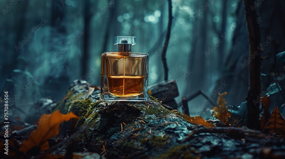 Fall's Finest A Perfume Pendant in a Forest Setting Generative AI