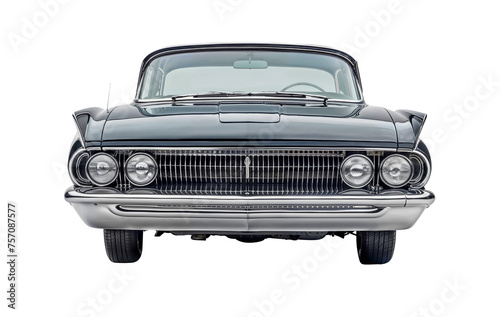 Vintage Classic Car Front View with Chrome Detailing on Transparent Background