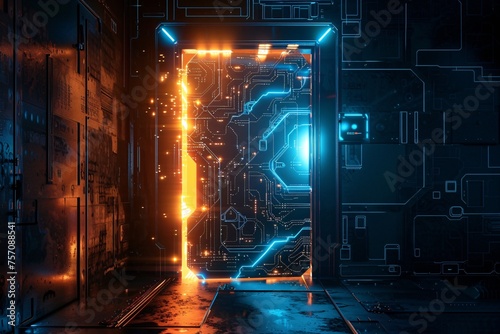 Neon Doorway to the Digital Realm A Glimpse into the Future Generative AI