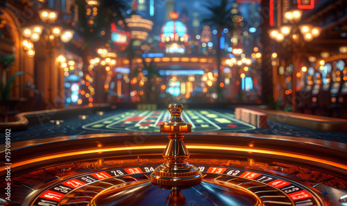 Roulette table in casino