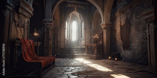 Fantasy medieval throne room in the castle