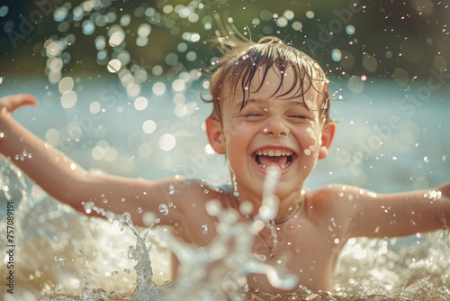 happy kid having fun in the water © Kien