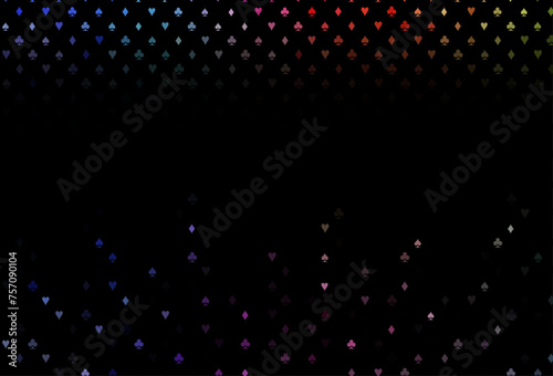 Dark multicolor  rainbow vector texture with playing cards.