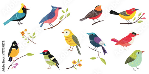 Illustration of a beautiful cute bird on a white background.