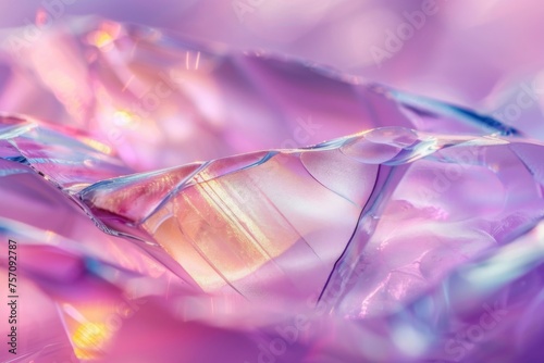Holographic background with glass shards. Rainbow reflexes in pink and purple color. Abstract trendy pattern. Texture with magical effect.