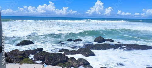 sea waves on sea stones