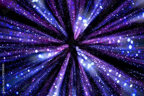 Celebration lights at Christmas New Year festival. Crowd of hanging blue light bulbs blue bokeh background. blue light bulb tunnel. 