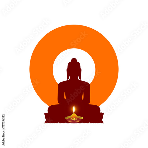 Mahavir sitting statue silhouette with transparent background