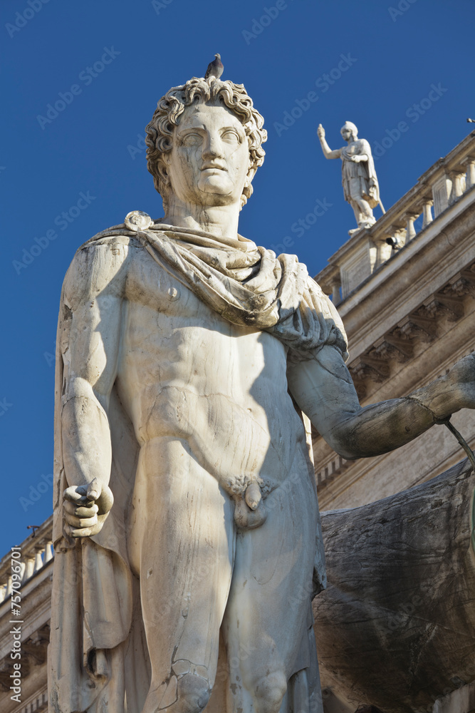 Statue beim Kapitol; Piazza dei Campidoglio; Rom, Lazio, Italien