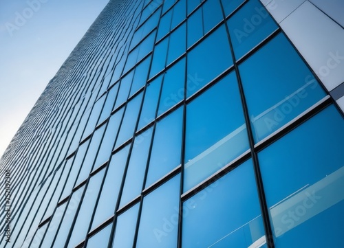 Modern office building with blue sky, and glass facade
