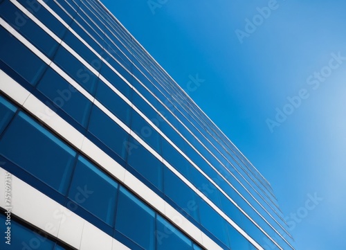 Modern office building with blue sky, and glass facade