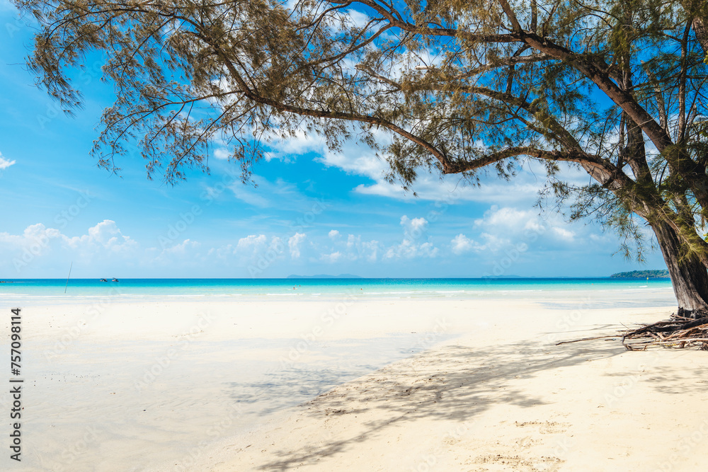 Beach scenery and blue waters on the island in summer