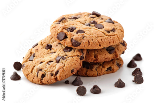 Homemade cookies with chocolate chips on a on transparent background
 photo