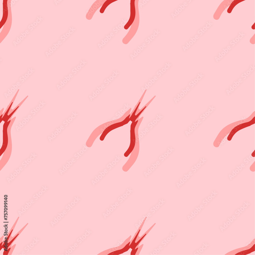 Seamless pattern of large isolated red round pliers symbols. The elements are evenly spaced. Vector illustration on light red background