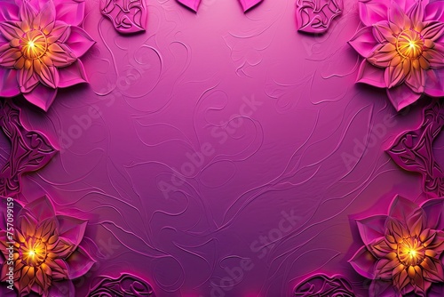 desktop wallpaper background with arabic light of ornament isolated on fuchsia background 