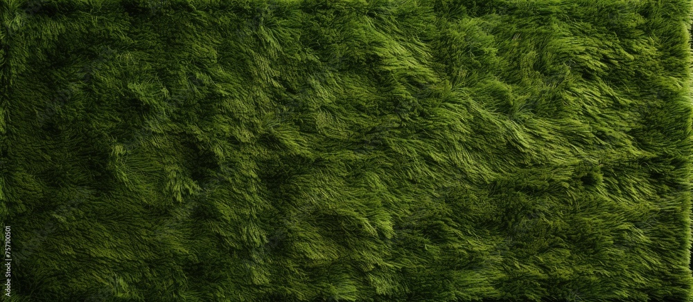 A closeup of a lush, vibrant green carpet texture resembling terrestrial plant life. This evergreen groundcover evokes the beauty of a grassland landscape, creating a serene and natural atmosphere A closeup of a lush, vibrant green carpet texture resembling terrestrial plant life. This evergreen groundcover evokes the beauty of a grassland landscape, creating a serene and natural atmosphere