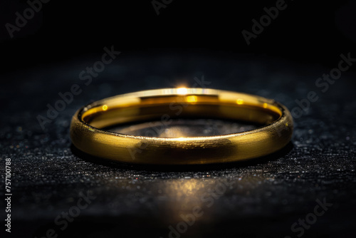 Gold Ring On A Black Background For A Photo Shoot Created Using Artificial Intelligence