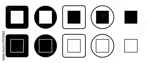 Icon set of rectangle. Filled, outline, black and white icons set, flat style. Vector illustration on white background