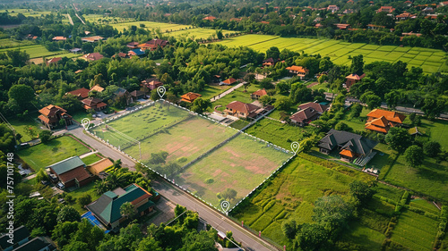 Aerial view of real estate business growth graph.