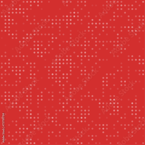 Abstract seamless geometric pattern. Mosaic background of white circles. Evenly spaced small shapes of different color. Vector illustration on red background photo