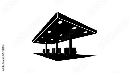 Gas Station, black isolated silhouette