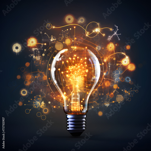 Light Bulb Surrounded by AI-Related Symbols Generative AI
