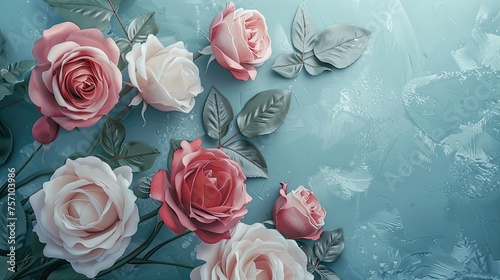 roses arranged in the distinctive style, providing plenty of room for additional text elements.