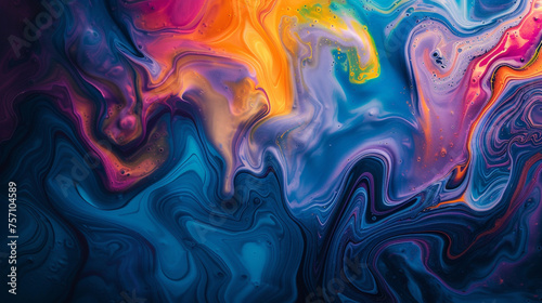 Conjure up an abstract fluid background resembling colorful paint swirling and blending on a canvas.