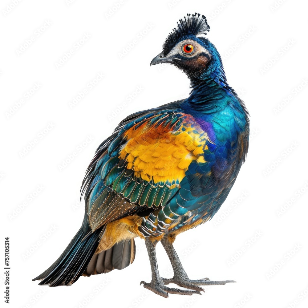 Himalayan Monal in natural pose isolated on white background, photo realistic