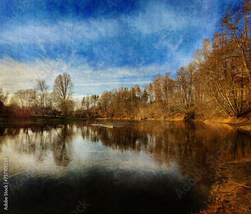 autumn landscape with river