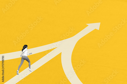 Fotografija Creative photo collage picture running persistent girl towards dream destination