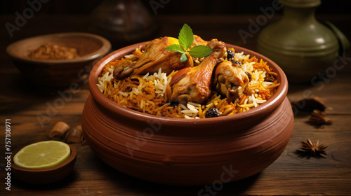 Dum Handi chicken Biryani is prepared in an earthen 