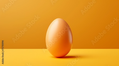A single egg rests peacefully on a vibrant yellow surface