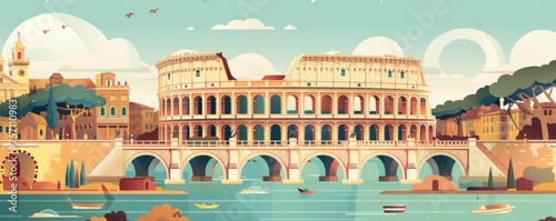Discover Rome. Iconic Coliseum Poster, Symbol of Italy Rich History