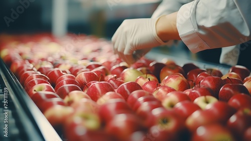 Quality control of apples in a food testing lab, ensuring safety and standards are upheld photo