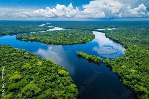 Aerial view of a river in a rainforest © Zero Zero One