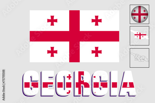Georgia map with flag