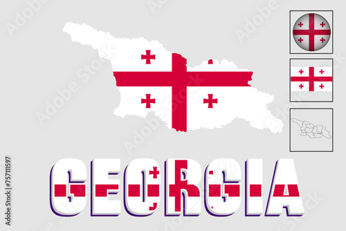 Georgia map with flag