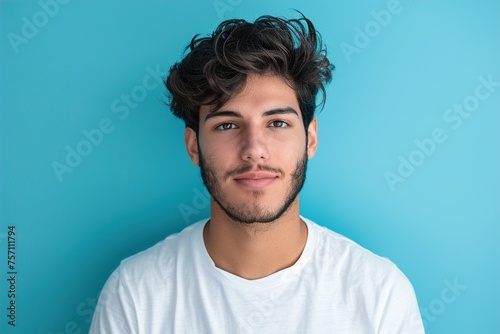 A man with a beard and a white shirt is smiling at the camera