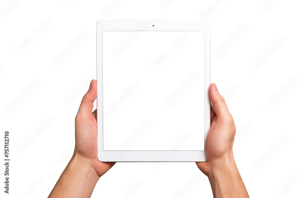 Hand holding tablet isolated on transparent background Remove png, Clipping Path, pen tool Hand holding tablet isolated on transparent background Remove png, Clipping Path, pen tool