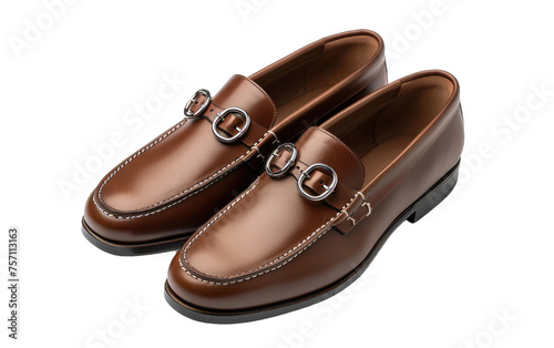 Stylish coffee loafer boots, Horse-bit buckle loafers-coffee isolated on Transparent background.
