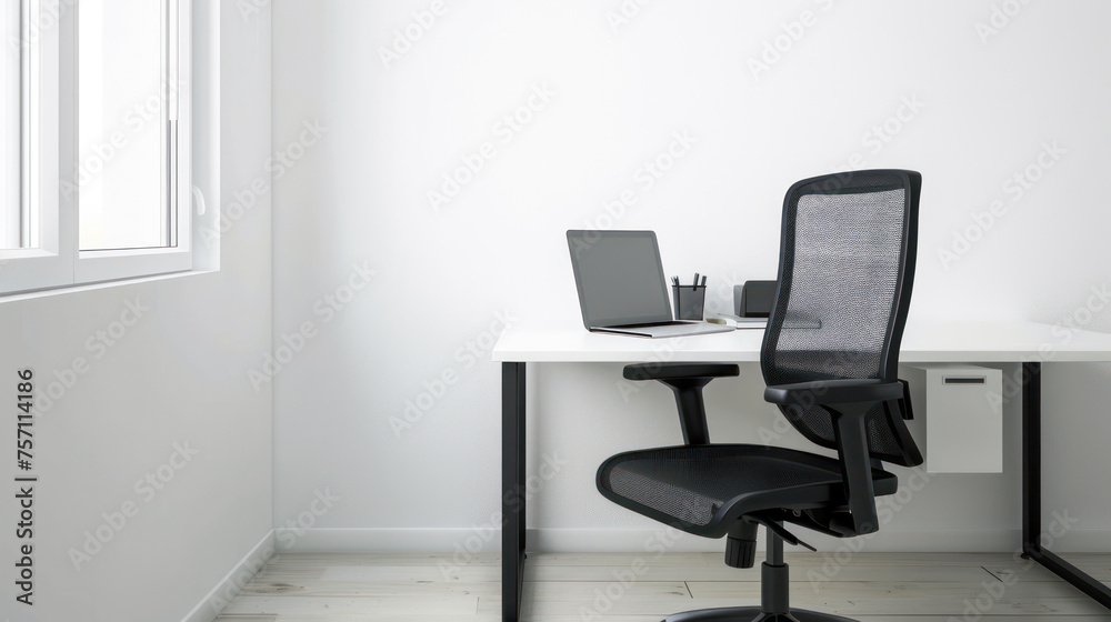 A minimalist office workspace with modern decor.Generative AI