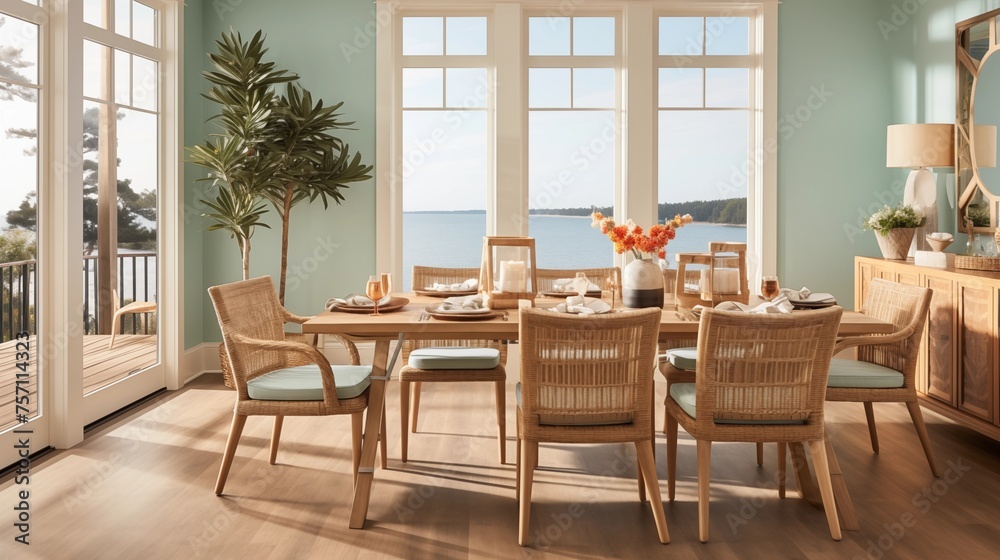 Design a coastal-inspired dining room