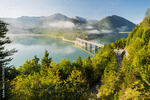 Brücke über den Sylvensteinstausee, Isarwinkel, Bayern, Deutschland photo