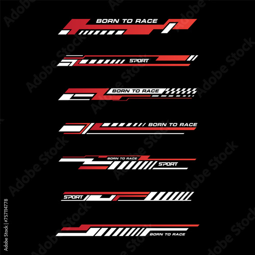 Sport racing stripes car stickers. modification body speed and drift vinyl decal isolated set templates