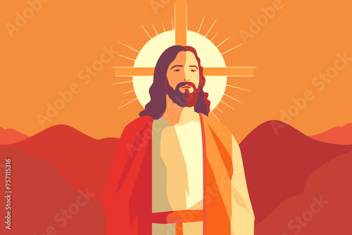 Jesus Christ  the Son of God   Messiah symbol of Christianity vector illustration