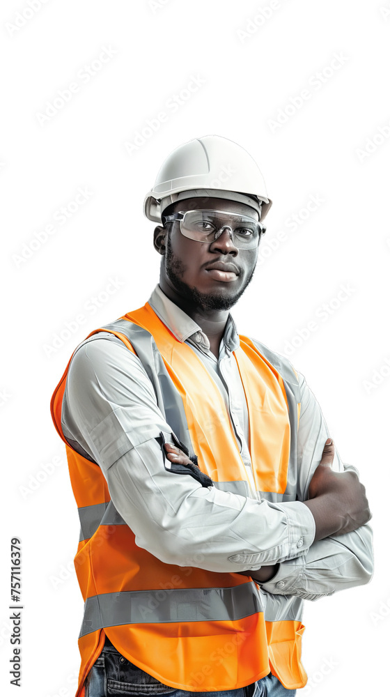 portrait of a man in safety clothes and hat on transparent background portrait of a man in safety clothes and hat on transparent background