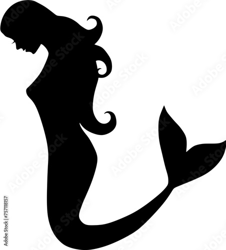 Mermaid black vector silhouette