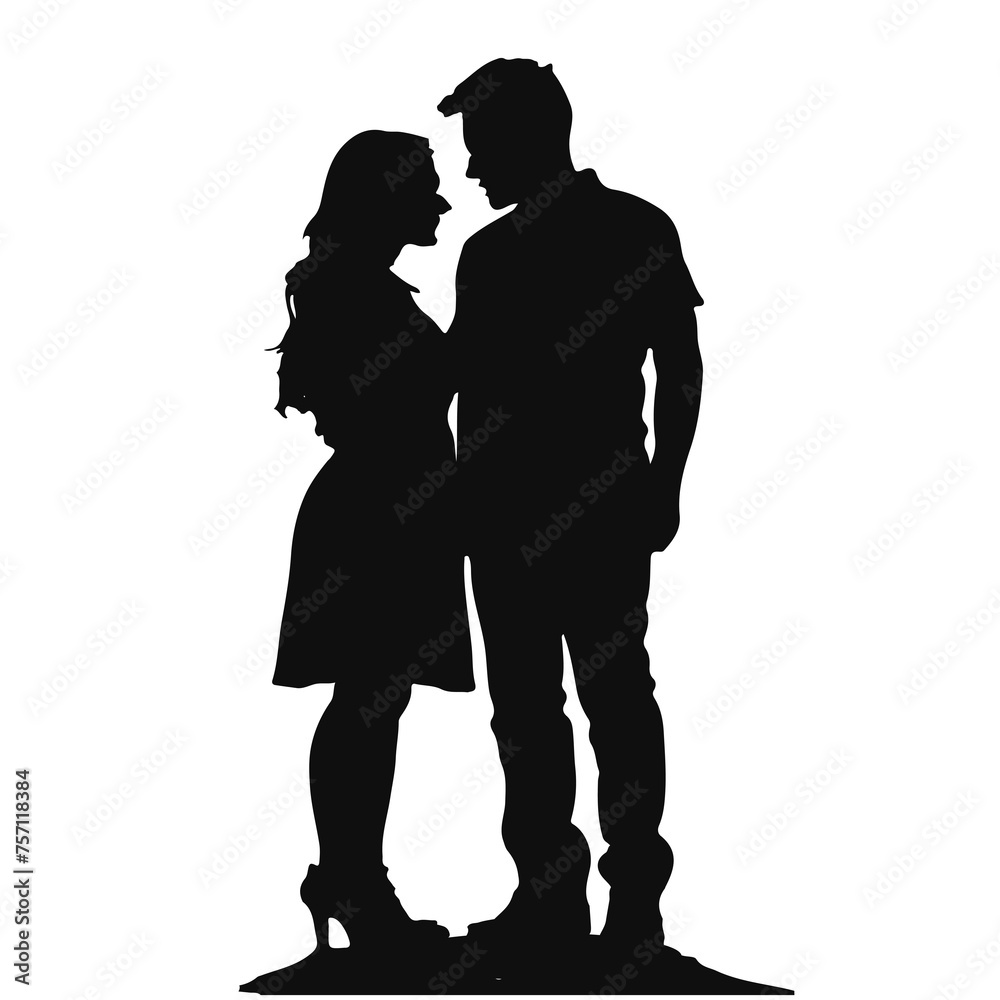silhouette of a couple holding hands isolated on transparent background